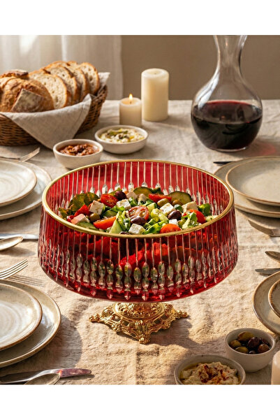 AKDEN STORE Cut Crystal Decor 24cm Medium Size Glass Bowl / Verre Series