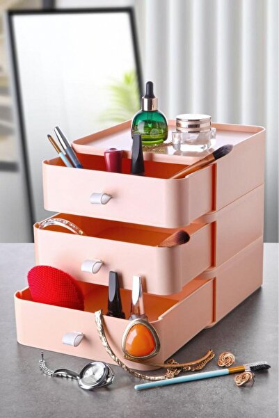 Evalins 3-Tier Jewelry, Makeup and Cosmetic Organizer Drawer, Office Desk Org...