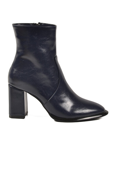 AYAKMOD Cizme cu toc pentru femei, cu fermoar, din lână, albastru bleumarin 8...