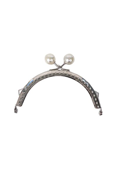 Ritzz Poșetă metalică Pearl Bursu 10 CM - Argintiu / Perla albă