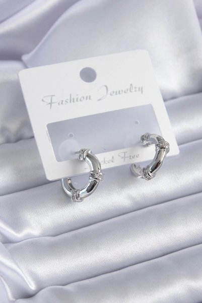 shopwave Silver Rk Zircon Stone Hoop Model Brass Women's Earrings