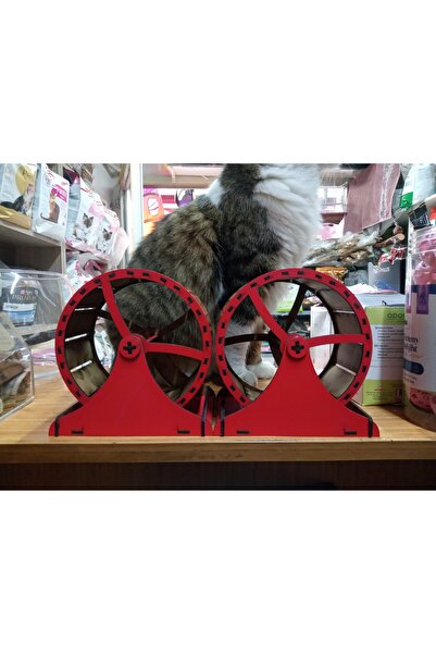 pet AHŞAP HAMSTER KOŞU ÇARKI 2'Lİ KIRMIZI