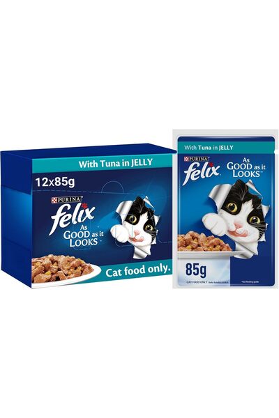Felix Purina Adult Good as it Looks with Tuna in Jelly, 85g, Pack of 12