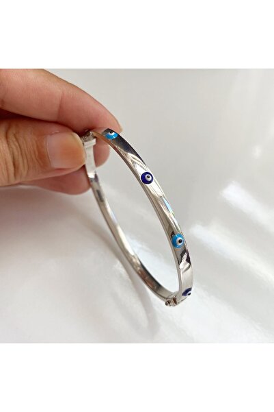 simurg jewellery Nazarlı Gümüş Kelepçe Bilezik