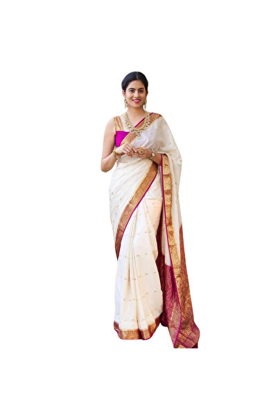 MYSMAR White Soft Silk Saree - MAF2734 | White