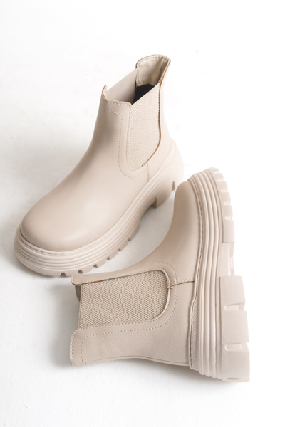 DELSOLERA Kadın Bej Günlük Lastikli Yeni Sezon Şık Rahat Bot