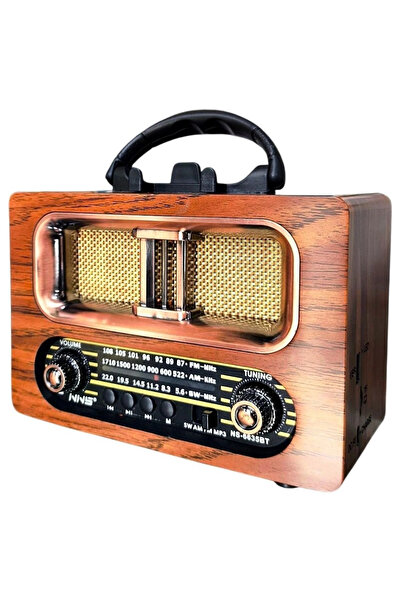 shopwave Büyük Boy Retro, Nostaljik, Ahşap Tasarım Bluetooth Hoparlörlü, Şarj...