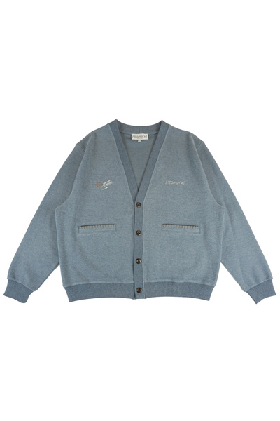 FLEAMARKT Selanik Örme Oversize Mavi Melanj Hırka