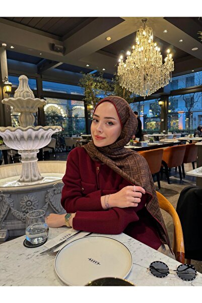 diorel F Desen Yün İpek Şal Bordo