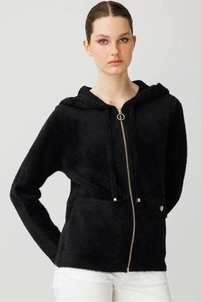 Desen Triko DESEN Kapüşonlu Fermuarlı Kısa Triko Sweatshirt 25005