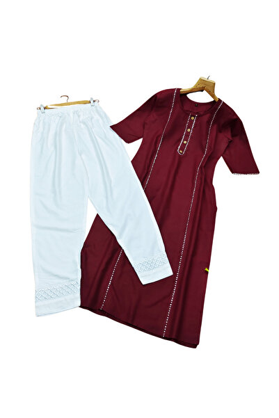 MYSMAR Mymar Red & White Top Pant - NJF2728 | Red & White