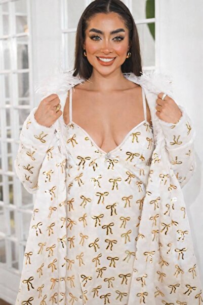 Lama Lingerie Women's 2-Piece Short Plush Dressing Gown