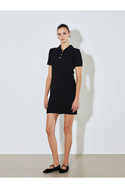 LC Waikiki New Season from Güli̇s Gi̇yi̇m Black Polo Neck Textured Knit Mini ...