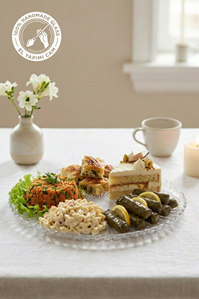 Glamis Selen Concept Papatya Model Handmade Glass Large Plate Set of Six