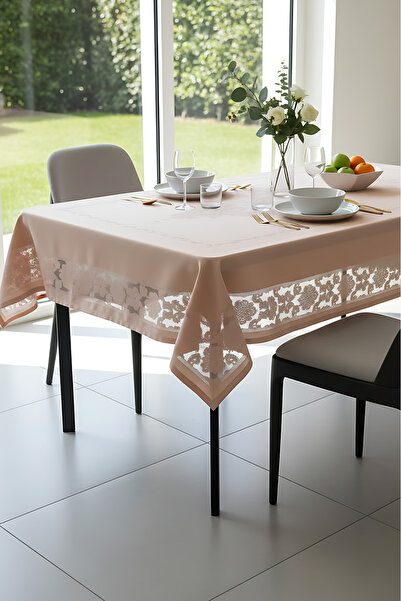 Rivaİstanbul Jumbo Jakar Cappuccino Liquid Repellent Stain Resistant Tableclo...