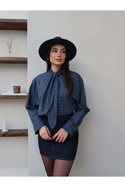 ESRAHELVACI Cămașă cu detaliu eșarfă în carouri