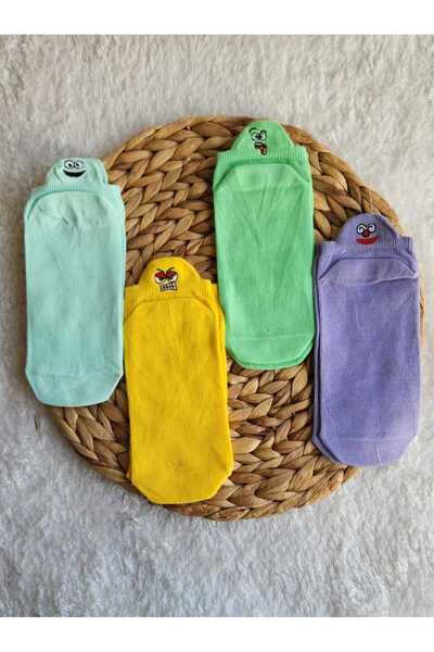 EFİLACCESSORİES Colorful Booties with Ankle Detail, 4-Piece Women's Socks