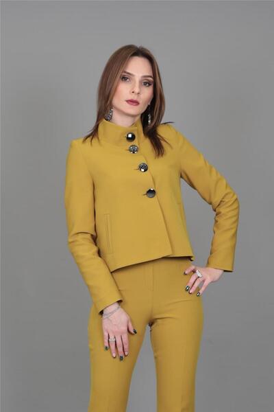 ÖNDER ÖZSOY Boydan Düğmeli Mini Ceket-Fıstık - 1010100