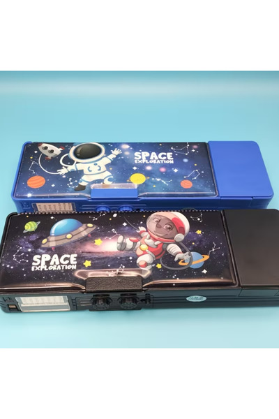 BABUN Şifreli Düğmeli Çekmeceli Kalemtıraşlı Astronot Erkek Kalem Kutusu Kutu...