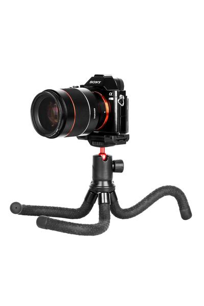 porodo Flexible Tripod Stand with 360° Ball Head, 2kg Load, Non-Slip Grip & A...