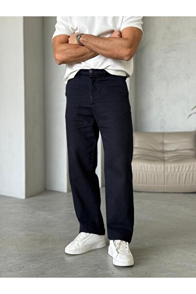 FO4RBS Regular Kalıp Dokulu Gabardin Pantolon - Lacivert