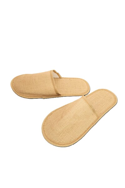 Kotonia Home Pack of 5 pairs of slippers - disposable, burlap fabric made of ...