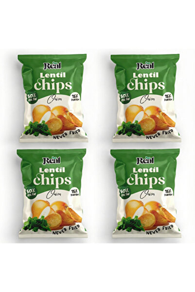 REAL رقائق بنكهة العدس والبصل - غنية بالبروتين، غير مقلية، وجبة خفيفة صحية، 6...