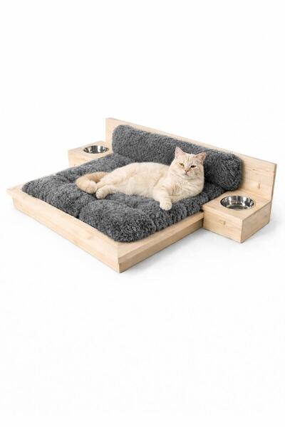 vegacraft Vega Craft Doğal Çam Ağacı El Yapımı Kedi Köpek Yatağı - Modern Ahş...