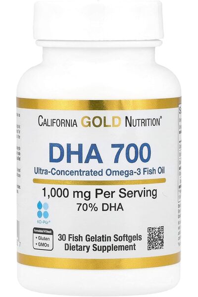 California Gold Nutrition زيت السمك DHA 700، درجة صيدلانية، 1000 ملغ، 30 كبسو...