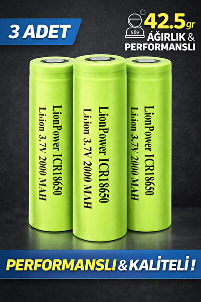 Lion 3'LÜ ICR18650 2000 MAH 42.5GR ŞARJLI