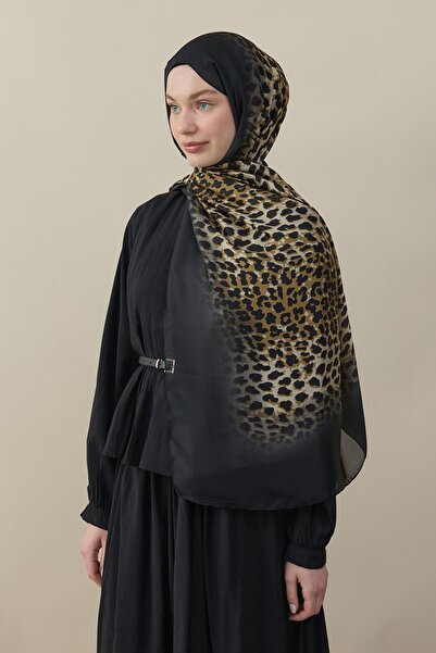 diorel Degrade Leopar Desen Şal Siyah
