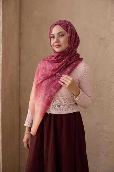 diorel Etnara Pamuklu Degrade Şal Fuşya