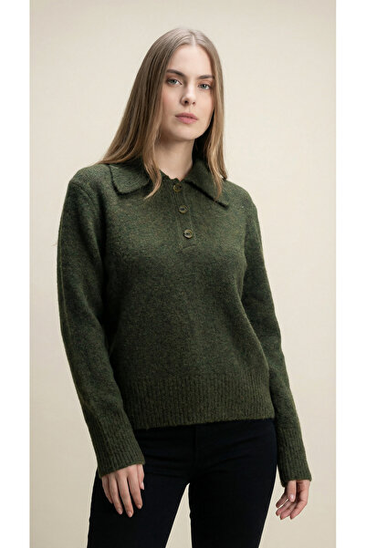 Shophia Green Polo Neck Women's Knitwear Sweater