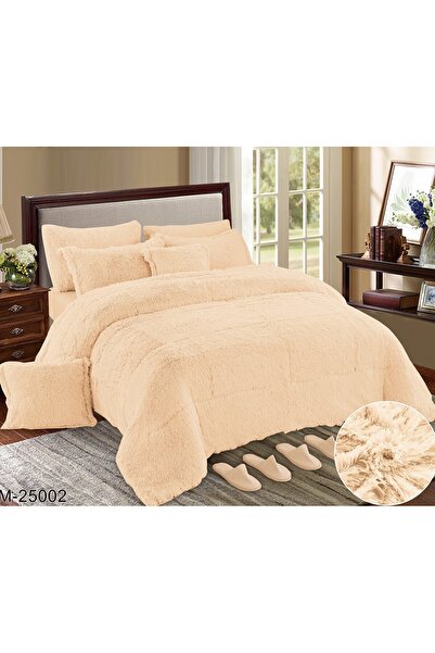 alzawia Modern double bedsheet set, 10 pieces, faux fur