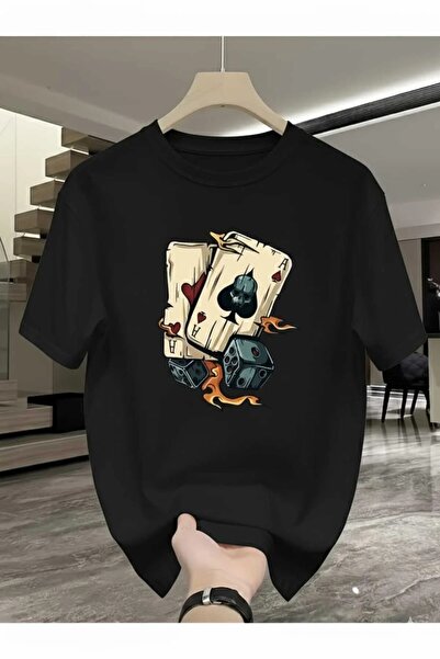 İnazuma Outdoors Unisex Oversized Printed Cotton Crew Neck Short Sleeve Black...