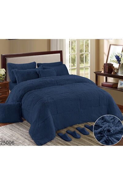 alzawia Modern double bedsheet set, 10 pieces, faux fur