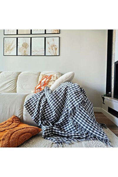 Kotonia Home Sarra blanket for double bed, size 180x230 cm, aquamarine with t...