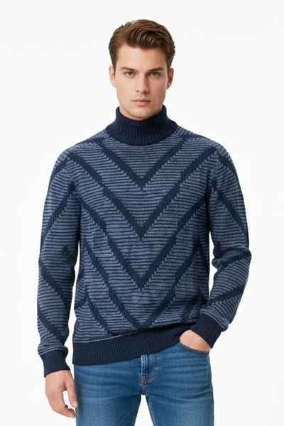 Pulltonic Men's Half Turtleneck Blocky Sweater