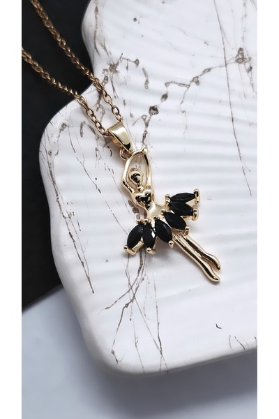 Serenity Colorful Stone Dancing Ballerina Steel Necklace