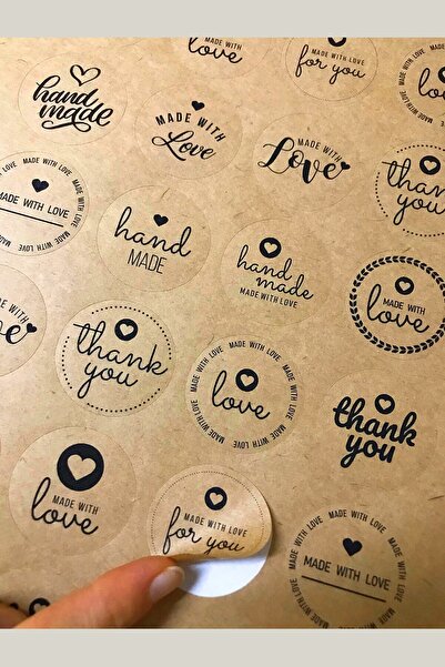 Dekorden 48 Pieces, 12 Different Designs Kraft Hand Made - Made With Love - T...