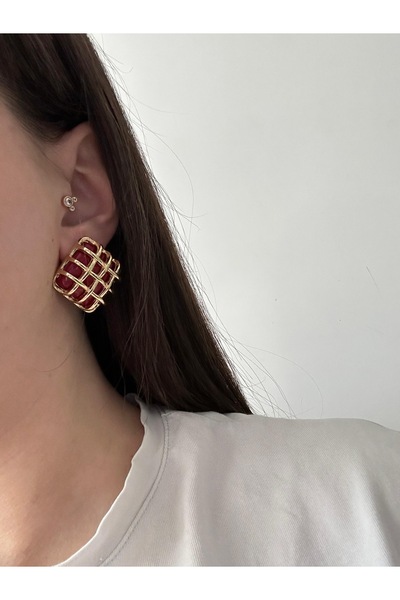 Charmist أقراط فولاذية بلون كارين بوردو