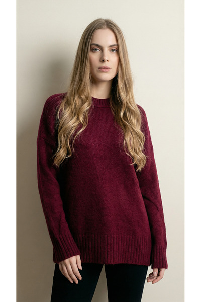 Shophia Claret Red Oversized Women's Knitwear Sweater