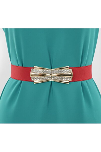 MODAM HİFA Gold Buckle Elastic Belt Women's Belt Dress Belt Shirt Belt Coat Belt