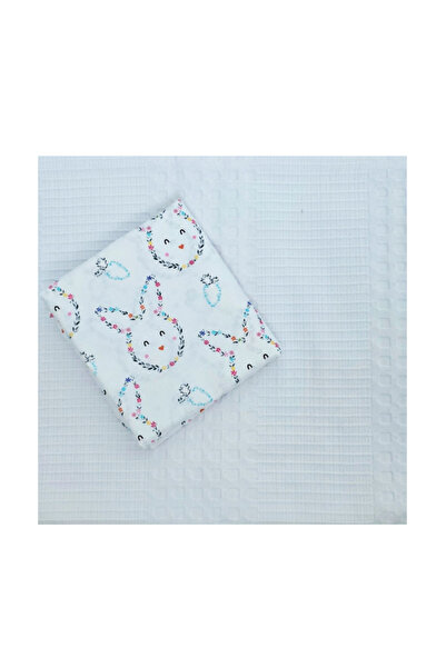 Kotonia Home Set de 2 piese Bebe, cearșaf cu elastic în carouri albe în relie...