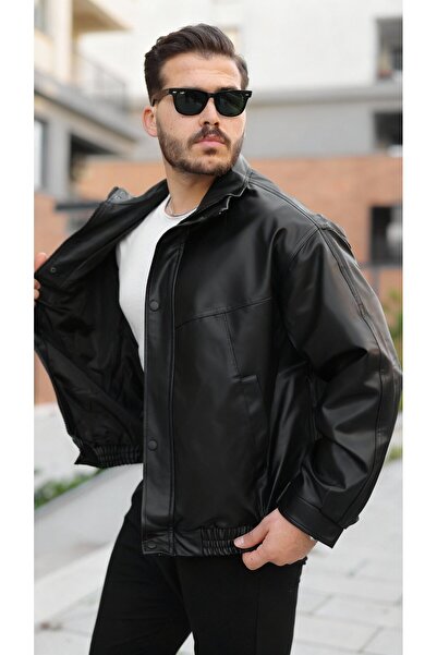 BY BASAK collection Jachetă din piele supradimensionat căptușită pentru bărbați