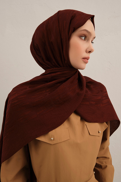 Armine Lyocell Silk Shawl 3 Geometric Pattern 32-Burgundy