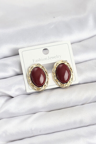 norsary Brass Gold Color Claret Red Model Vintage Women's Earrings