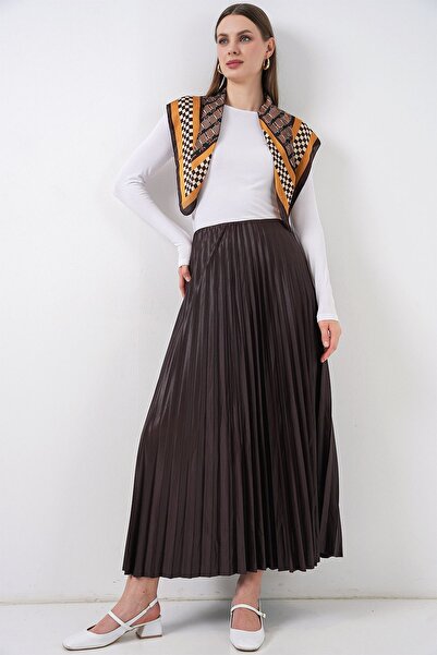 Hiccup Bdart Metallic Textured High Waist Ruffle Detailed Maxi Skirt