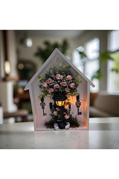 FLORİVYA Ev Formunda Işıklı Dekoratif Duvar Objesi