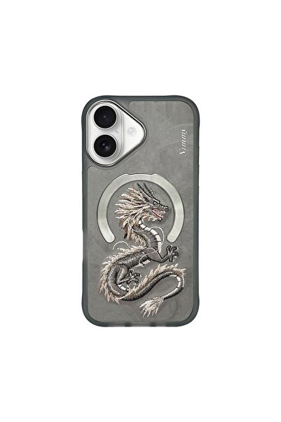 Nimmy iPhone 16 Uyumlu | MagSafe Destekli 3D Gerçek Nakış İşlemeli Dragon Kılıf